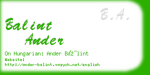 balint ander business card